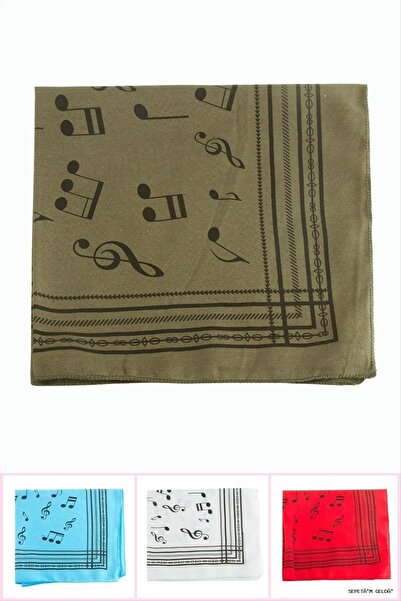 ZERO LAND Bandană din in cu model muzical SPT-GLD (211553) 50x50 Ebruli