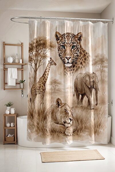 EVPANYA Bathroom Curtain,African Animals Pattern Shower Curtain,Bathtub Curta...