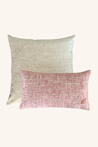 Maison Pactole Set of 2 Filled Throw Pillows Ecru Pink