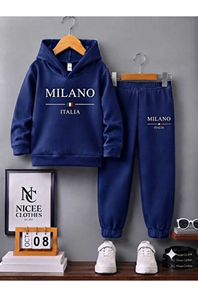 Leto Lykia Children's Tracksuit Unisex (White Milan Flag Italy Printed Winter)