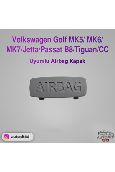 Volkswagen Golf MK5/ MK6/MK7/Jetta/Passat B8/Tiguan/CC Uyumlu Airbag Kapak GRİ
