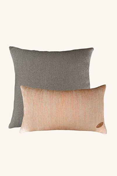 Maison Pactole Set of 2 Filled Throw Pillows Orange Green