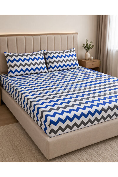 H&F Trendline King Size Double Elastic Sheet Set 180X200X30 Cm, 2 Zippered 50...