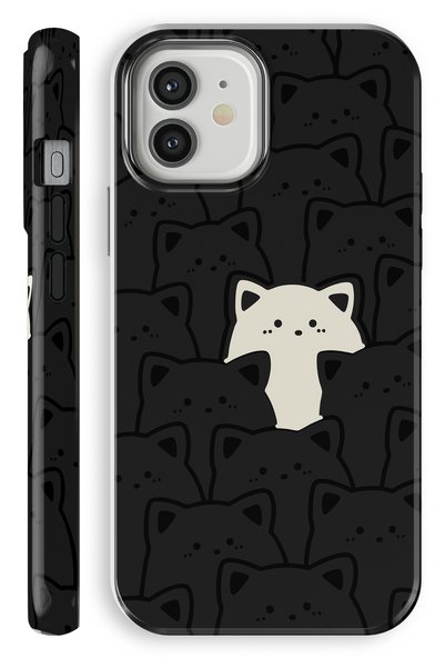 WANNA PROTECT iPhone 11 White Cat Double Layer Full Covering Printing Glossy ...