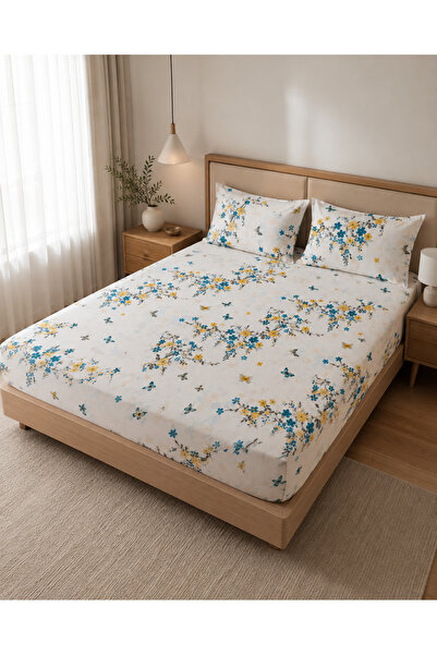 H&F Trendline Floral Patterned King Size Double Elastic Sheet Set 180X200X30 ...