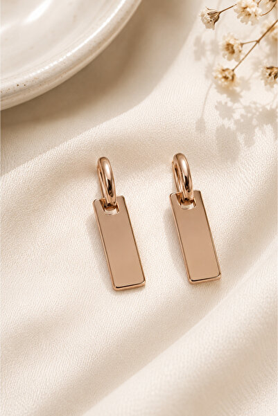Archhazel Jewelery Rose Rectangular Dangle Steel Earrings