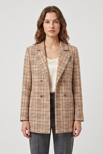 Lafela Kruvaze Kapama Tüvit Dokulu Oversize Blazer Ceket