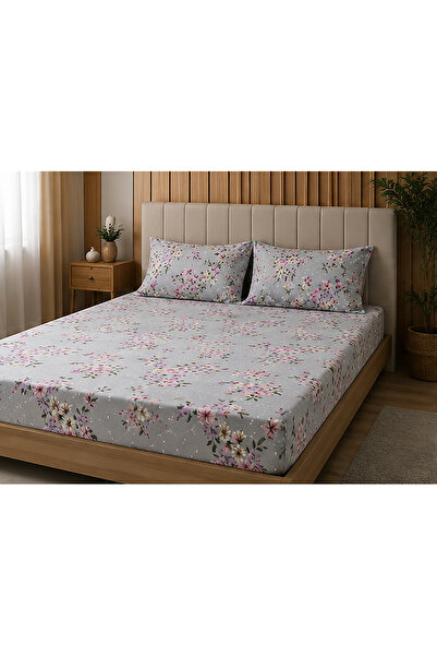 H&F Trendline Floral Patterned King Size Double Elastic Sheet Set 180X200X30 ...