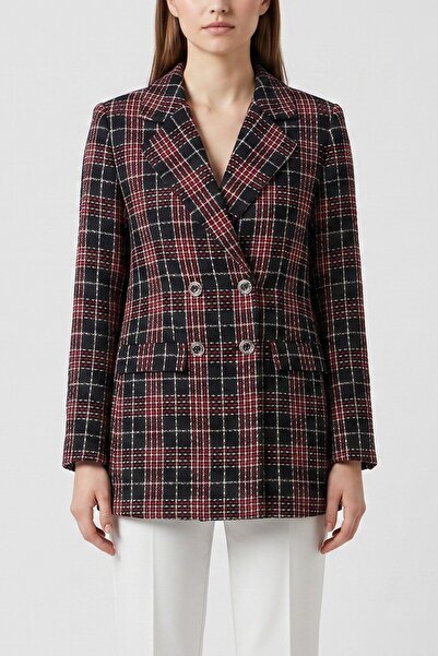 Lafela Kruvaze Kapama Tüvit Dokulu Oversize Blazer Ceket