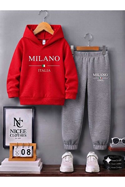 NC Nicee Clothes SET TRENING COPII UNISEX (ALB, IMPRIMAT CU STEAGUL MILANULUI...