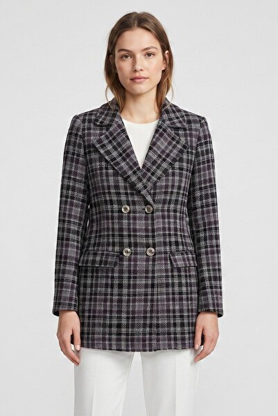 Lafela Kruvaze Kapama Tüvit Dokulu Oversize Blazer Ceket