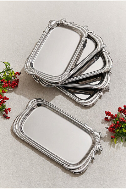 AKSESUAR EVRENİ Sulden 6-Piece Set Coffee Presentation Tray Stainless Steel D...