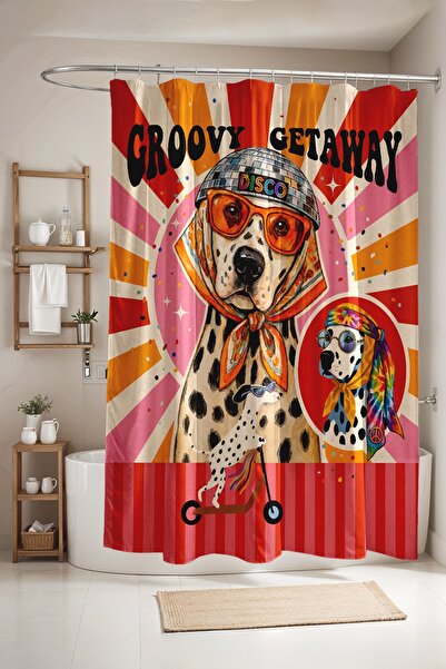 EVPANYA Bathroom Curtain, Hippie Dogs Patterned Shower Curtain, Bathtub Curta...