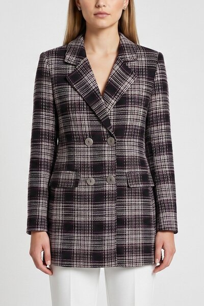 Lafela Kruvaze Kapama Tüvit Dokulu Oversize Blazer Ceket