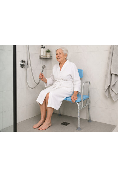 Generic Brand Bathroom Shower Bench, Height Adjustable, with Backrest and Han...