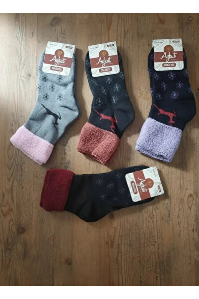 EfemİcGiyim 12-Piece Seamless Winter Long Curled Towel Socks