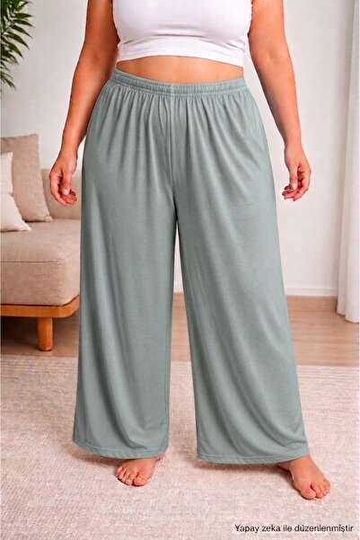 SEWANO Women's Plus Size 100% Cotton Oversize Combed Cotton Wide Leg Pants