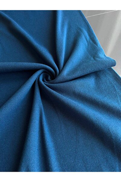 Kumaş sever Indigo Blue Ribbed Fabric Cotton by the Meter Double En Fabric fo...