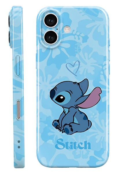 WANNA PROTECT iPhone 16 Stitch Protect Slim Parlak Tam Kaplayan Baskı Kamera ...