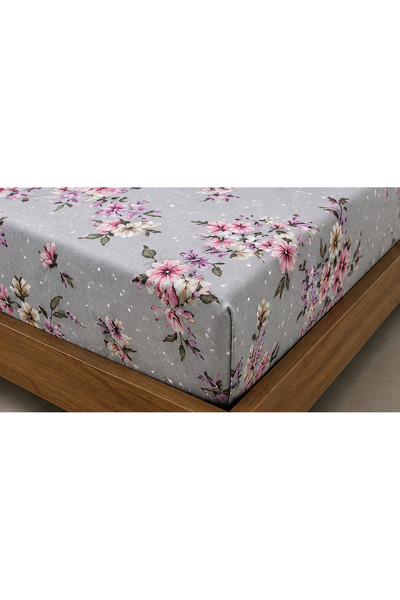 H&F Trendline Floral Patterned King Size Double Elastic Sheet Set 180X200X30 Cm, 2 Zippered 50X70 cm Pillowcases