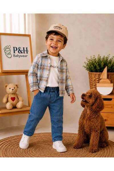 P&H BABYWEAR Lumberjack Shirt and Jeans Casual 4-Piece Boy'S/Baby's Set