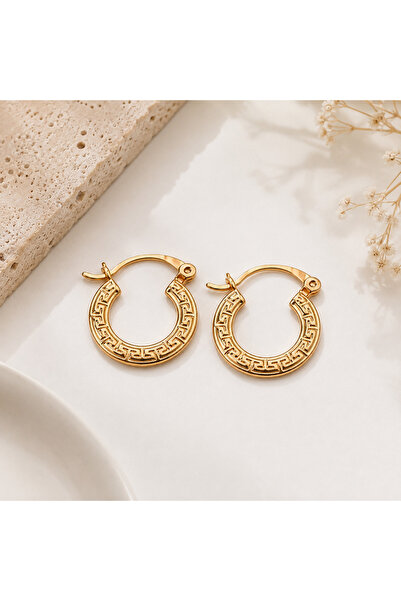 Archhazel Jewelery Patterned Hoop Steel Earrings for Women
