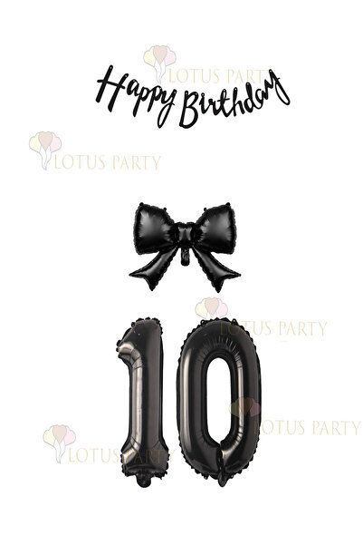 LOTUS PARTY Small Black Ribbon Balloon 1 Piece - 1 Piece Black 76 cm Number B...