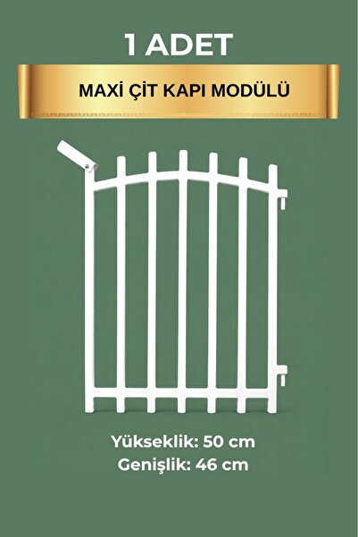 Maxi Boy Bahçe Çiti Kapısı 50x46 cm Mandallı Çift Yönlü Açılır Beyaz Bahçe Çiti Plastik Kapı Modülü