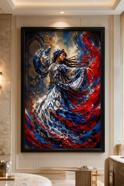 ARTAN GALLERY Dans Eden Kadın Figürlü Kadife Tablo 40 mm Çerçeveli Yağlı Boya...