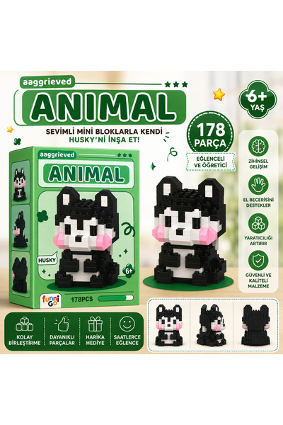 By MO Accessories 178-Piece Cute Husky Mini Block Building Set – Educational ...
