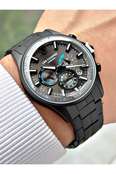 Lee Cooper Black Color 5 Atm Multifunction Steel Band Men's Wristwatch 8213Lc