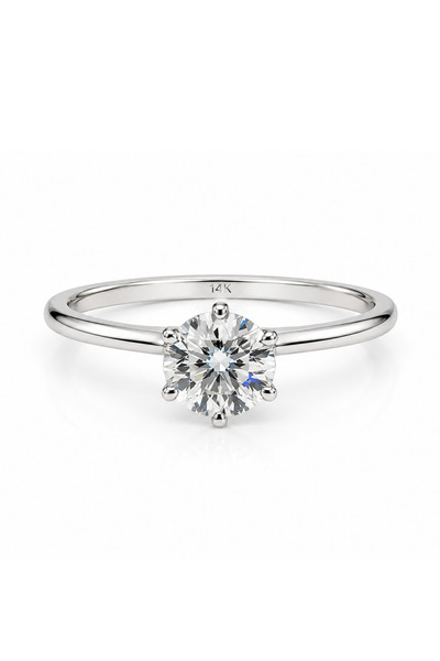 KAIROS JEWELRY 14 Ayar Altın Yuvarlak Kesim Tektaş Yüzük
