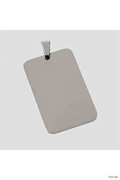 ZERO LAND Ilkestor Rectangular Name Engravable Steel Pendant 3.5 cm (220725) ...