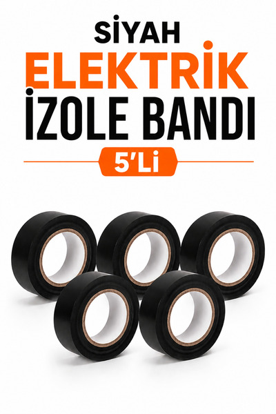 TrendDeco 5’li Siyah Elektrik Bandı PVC İzolasyon Bandı Elektrikçi Bandı Kabl...
