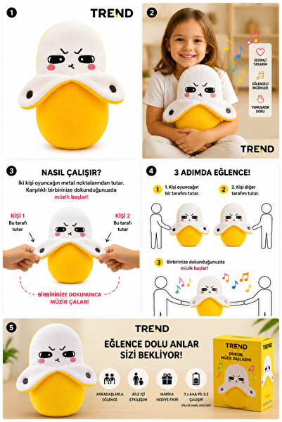 TREND Dokununca Müzik Çalan Etkileşimli Peluş Oyuncak – İki Kişilik Temaslı Müzikli Oyuncak