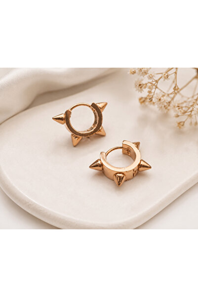 Archhazel Jewelery Rose Steel Spike Hoop Earrings