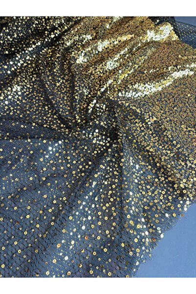 Kumaş sever Gold Yellow Ombre Gradient Sequin Embroidered Tulle Fabric Double...
