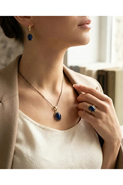 Dorvina Bronze Women Copper Women Jewelry Set Blue Star Stone Vintage Necklac...