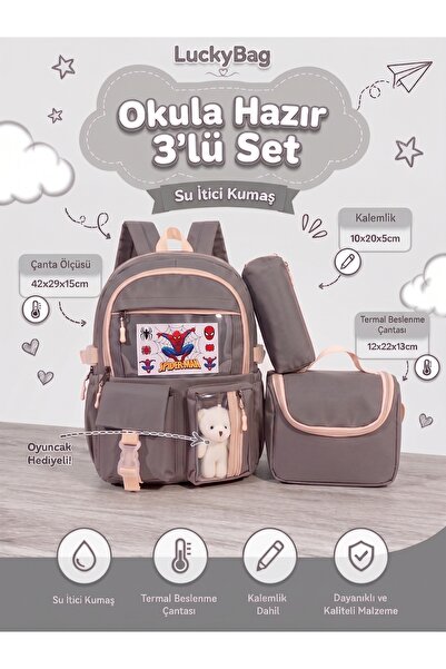 LUCKY BAG Geantă de școală în stil coreean Kawaii pentru băieți și fete, cu a...