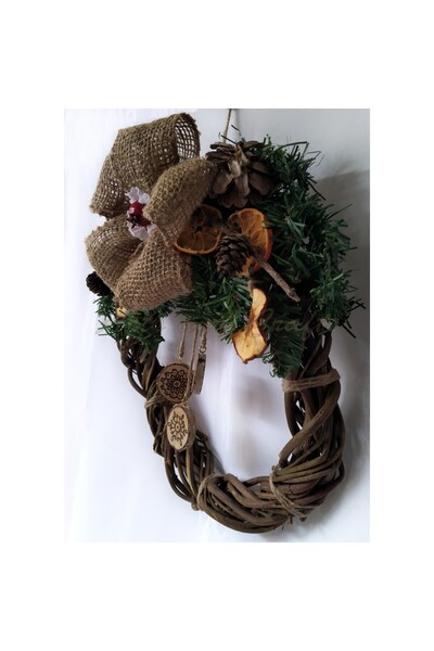 Handmade Coronita impodobita cu elemente naturale, decor rustic de Craciun Ø3...