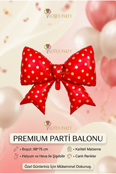 LOTUS PARTY Polka Dot Ribbon Balloon - Polka Dot Bow Balloon - Gold Polka Dot...