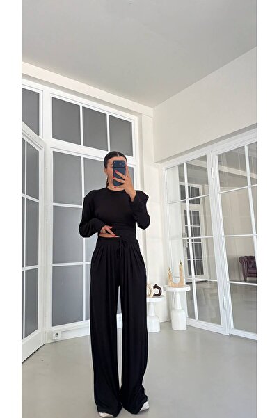 khar Vatkalı Beli Ayarlanabilir Bluz Beli Lastikli Pantalon