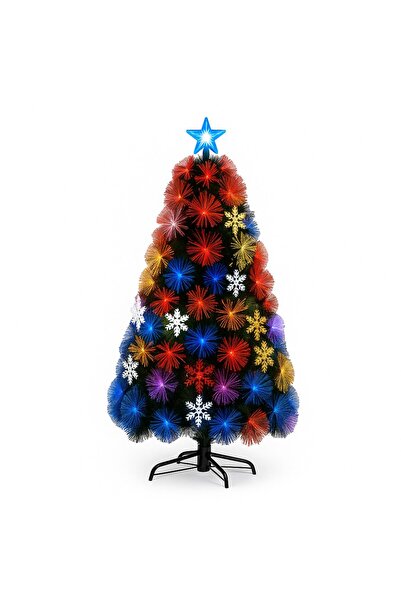 Teno Brad artificial de Crăciun de 150 cm cu lumini LED cu fibră optică multi...