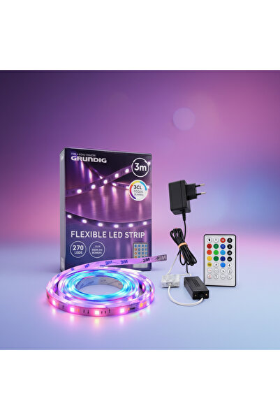 Grundig RGB and White LED Strip Adjustable 3m - 270 SMD 5050 LEDs, Music