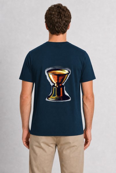WAKHA Men's Retro Halftone Portafilter Print Back Printed - Navy Blue