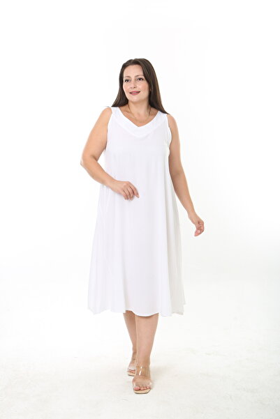 XL Modam Women's Woven Whiscone Large Size Dress