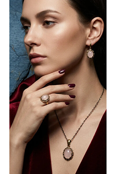 Dorvina Bronze Women's Copper Women'Sjewelry Set Pink Quartzstone Vintage Nec...