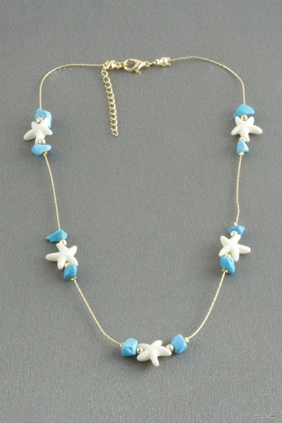 ZERO LAND Ilkestor Starfish Broken Natural Stone (225221) Necklace Blue