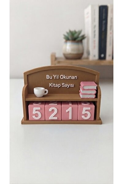 hediyelik kitaplık dekorlu okuma sayacı pembe