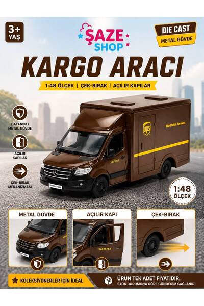 SAZE Şaze Shop 1:48 Die Cast Metal Cargo Vehicle 12.5 cm Pull and Drop Openab...